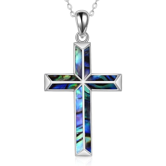 ONEFINITY Religious Cross Pendant Necklace Sterling Silver Origami Cross Pendant Gifts for Women Men Jewelry