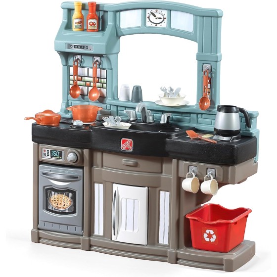 Step2 Best Chefs Kids Kitchen Playset, Indoor/Outdoor Kitchenette, Interactive Play with Lights and Sounds, Made of Durable Plastic, Includes 25 Piece Toy Accessories, For Toddlers 2+ Years Old