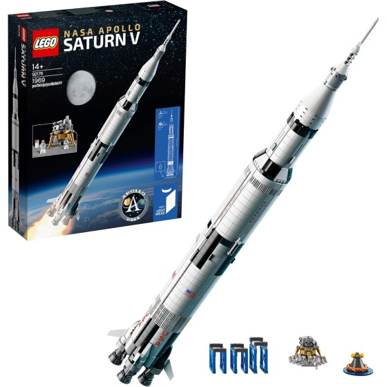 LEGO 92176 Ideas NASA Apollo Saturn V Space Rocket and Vehicles, Spaceship Collectors Building Set with Display Stand